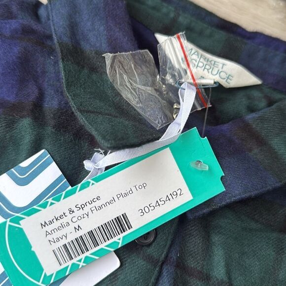 Market and Spruce Amelia Cozy Flannel Plaid Top navy stitch fix NWT in packaging - Picture 6 of 6